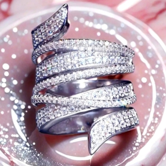 Source Unknown Jewelry - 925 Sterling Silver Wrap Around Cocktail Ring SIZE 8